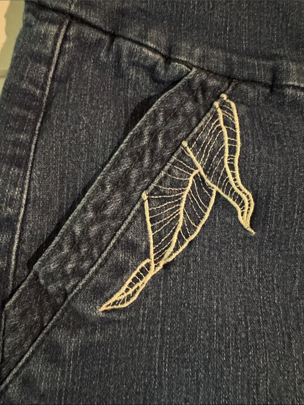 Westbound 12P Embroidered Denim Bermuda Shorts Floral Cottagecore Boho